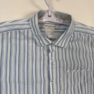 Tommy Bahama Jeans Mens Large Island Modern Fit Striped Cotton Button Shirt